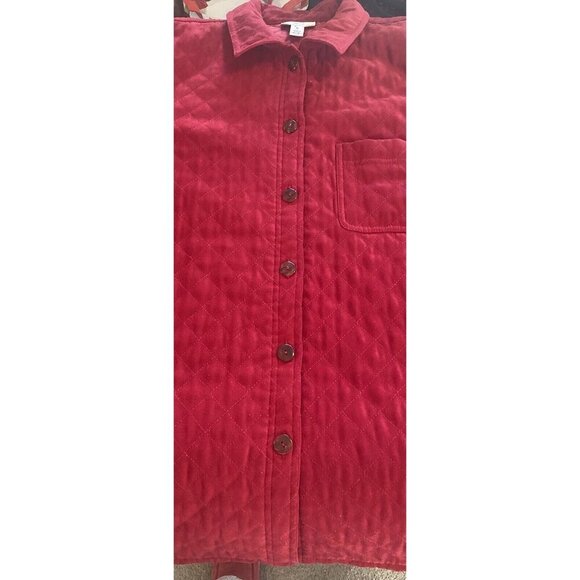 Talbots Red Quilted Lined Shirt Jacket Shacket Womens Sz M Barn Chore Colorful V - Picture 6 of 15